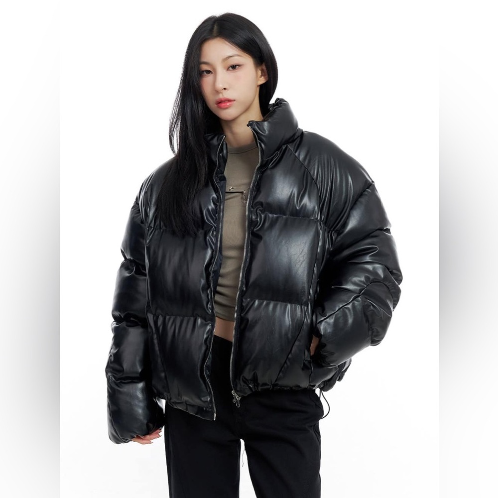 Abercrombie & Fitch Shiny Black Puffer Jacket